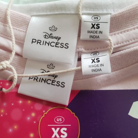 Disney Princess 5-Piece Set Cotton T-shirts Top Shorts Leggings Pink XS 4-5 - Picture 3 of 10